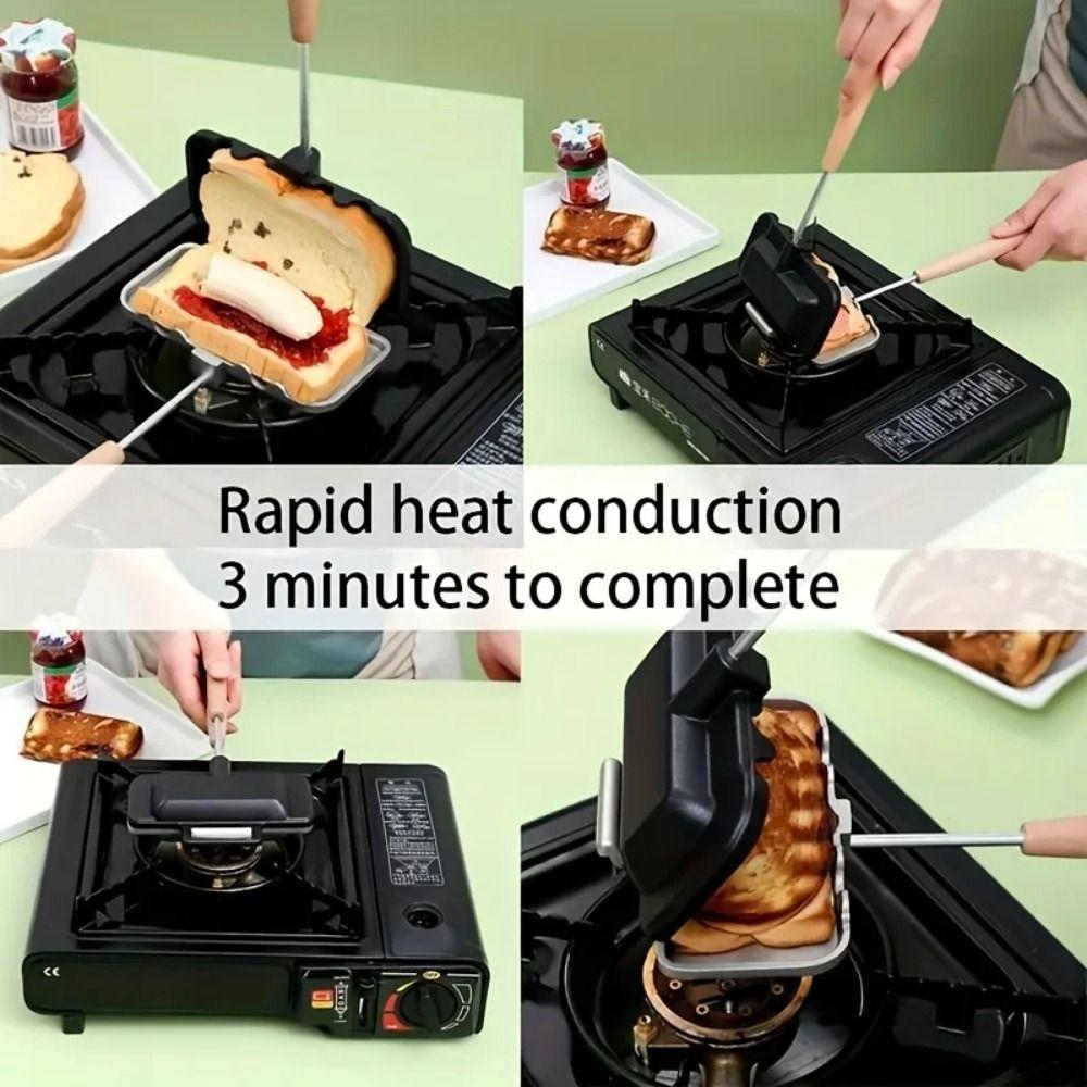 Long Handle Sandwich Baking Pan Double-Sided Sandwich Maker Sandwich Fry Pan Kitchen Tool