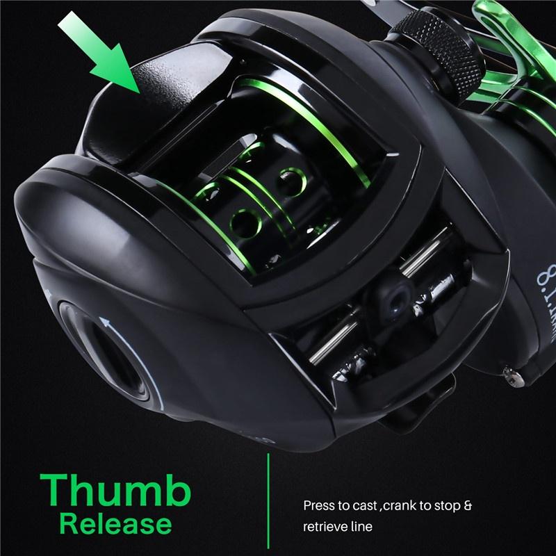 SOUGAYILANG Baitcasting-Angelrolle, 12 + 1 geschirmte Lager, 17 Pfund Drag Angelrollen