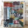 Modern Abstract Bathroom Shower Curtain Set Bold Colors Geometric Patterns Easy Installation for Home Decor
