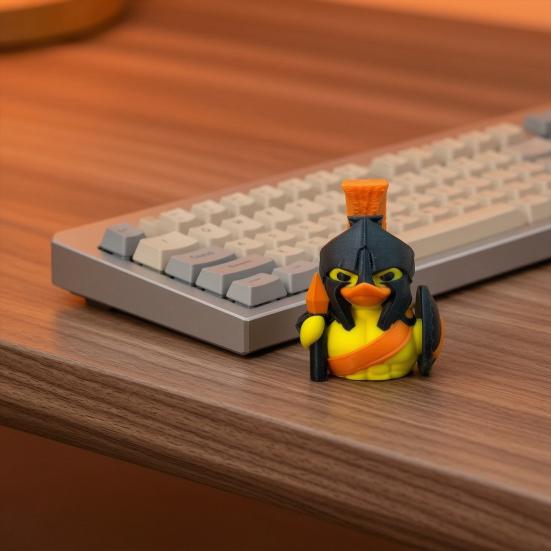 Spartan Warrior Duck Figurine, 3D Printed Motorcycle Rider Duck Statue, Cartoon Yellow Duck Tabletop Ornament, Gift Duck Lovers