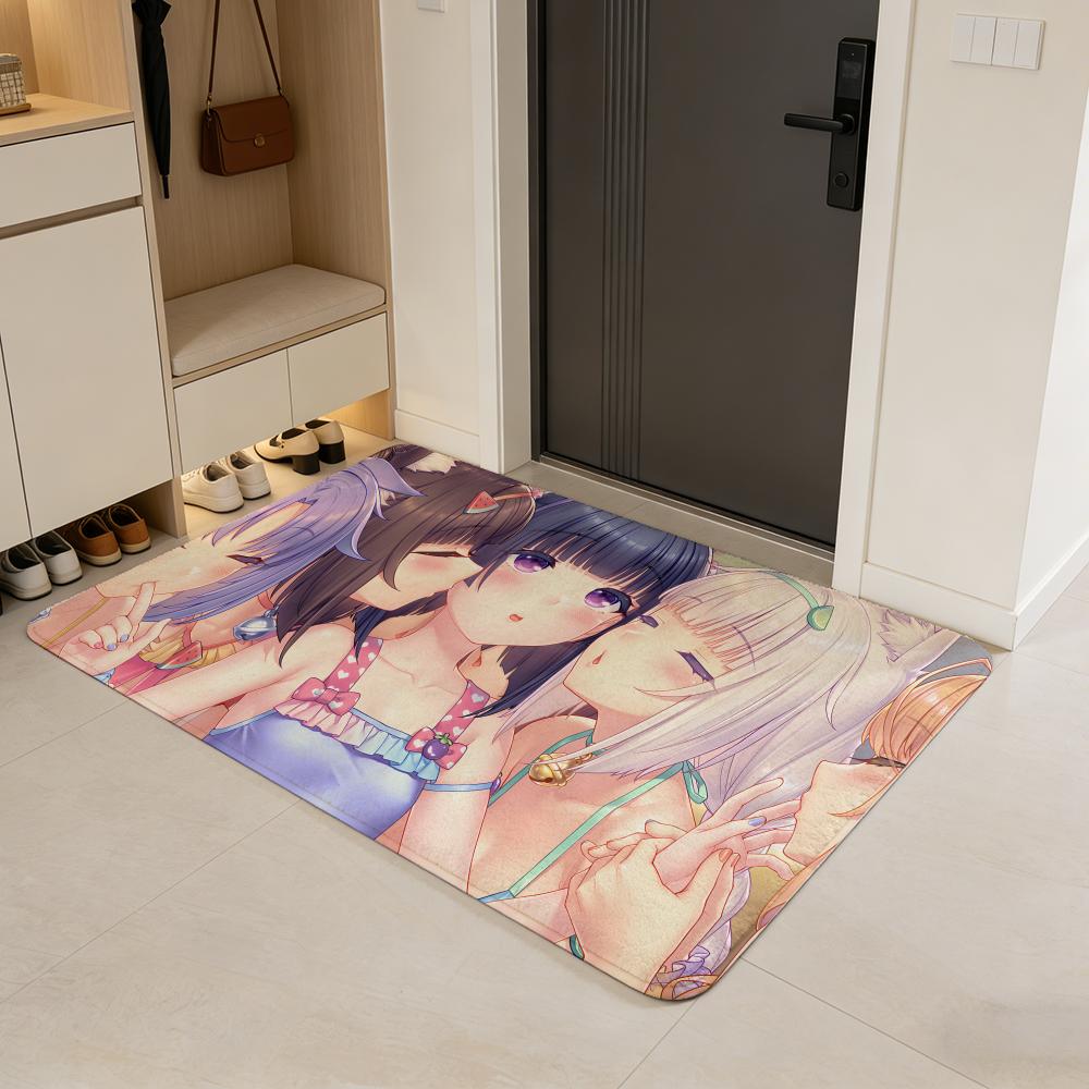 game N-Nekopara Floor Mat Flannel Door Mat Non-Slip Absorbent Washable Indoor Home Rug