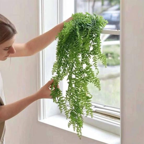 Weatherproof Hanging Plants for Garden Artificial Plant Vines, Flexible Plastic Rattan Waterproof Fake Decorative Window Frames No