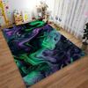 Abstract Galaxy-Inspired Carpet with Green and Purple Swirl Pattern Suitable for Use As an Anti-slip for Living Room Bedroom Sofas