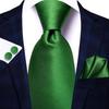 Hi-Tie Designer Culoare Verde Uni cu Dungă și Model Paisley Cravată de Nuntă din Mătase pentru Bărbați Cravată Batistă Manșetă Modă Petrecere de Afaceri Dropshipping