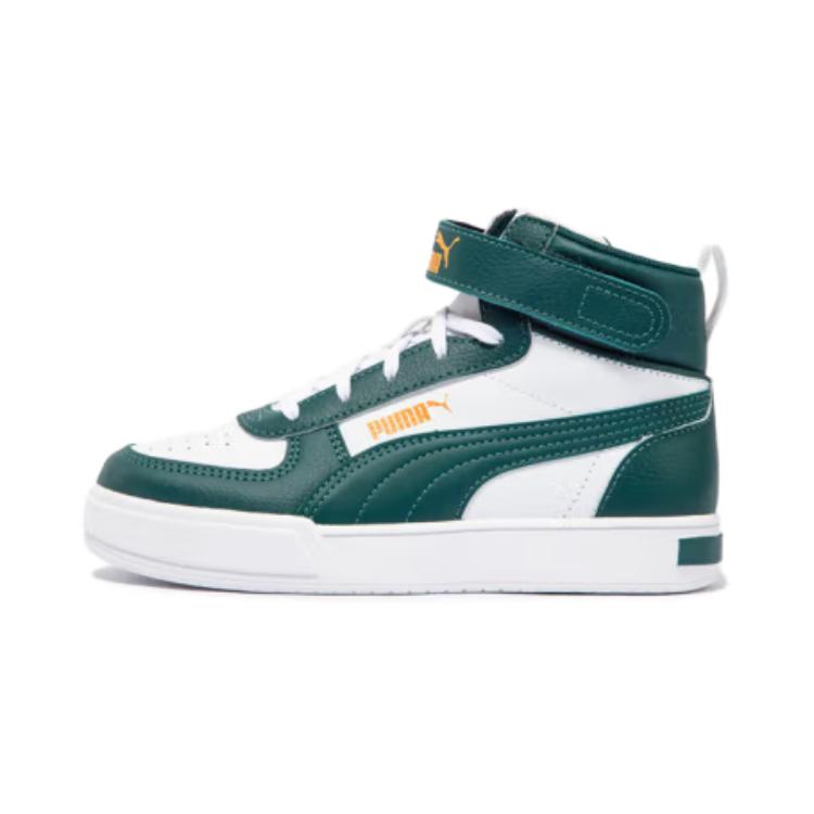 Puma Caven Comfortable Casual Mid-Top Kids Skate Shoes Kids Sneaker White Green Yellow 390011-10