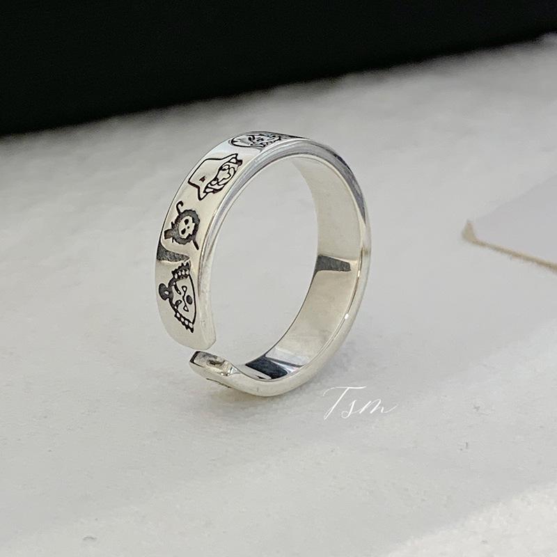 Adjustable Anime Character Graffiti Ring for Women – Hip Hop Punk Style