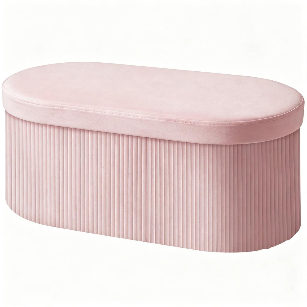 Aufbewahrungshocker Klappbare Aufbewahrungsbank 72 L 76x38x35 cm Mit Samt bezogen Aufbewahrungstruhe Rosa
