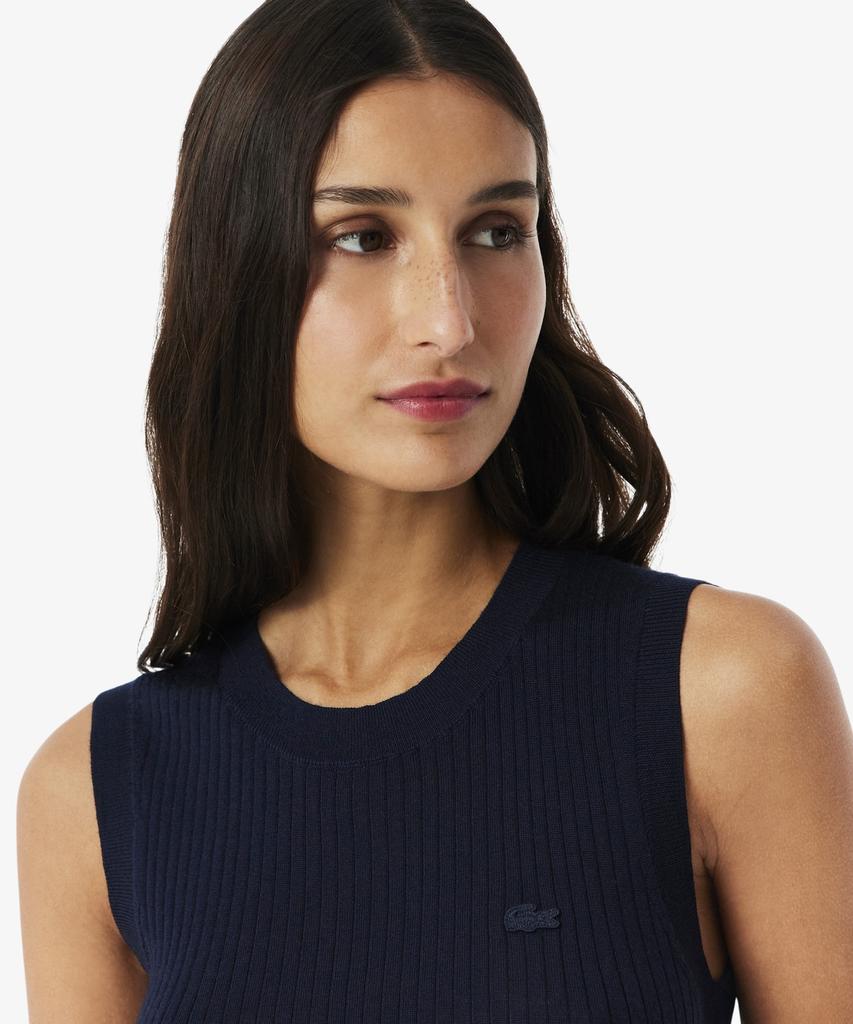 LACOSTE Women'S Fine Merino Wool Sleeveless Sweater Af9988-56G 166