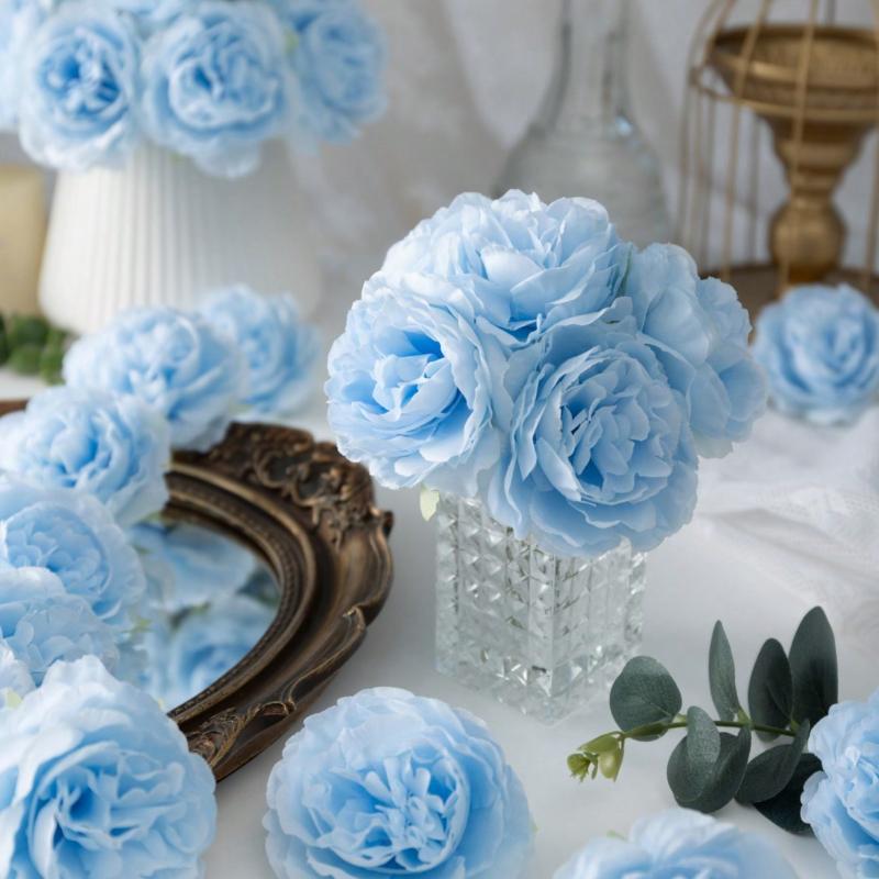 1Pcs Artificial Peony Flower Heads Rose Red Faux Flower Silk Artificial Flower Heads Simulated Penoy For Wedding Party Decoration, Cake Decoration