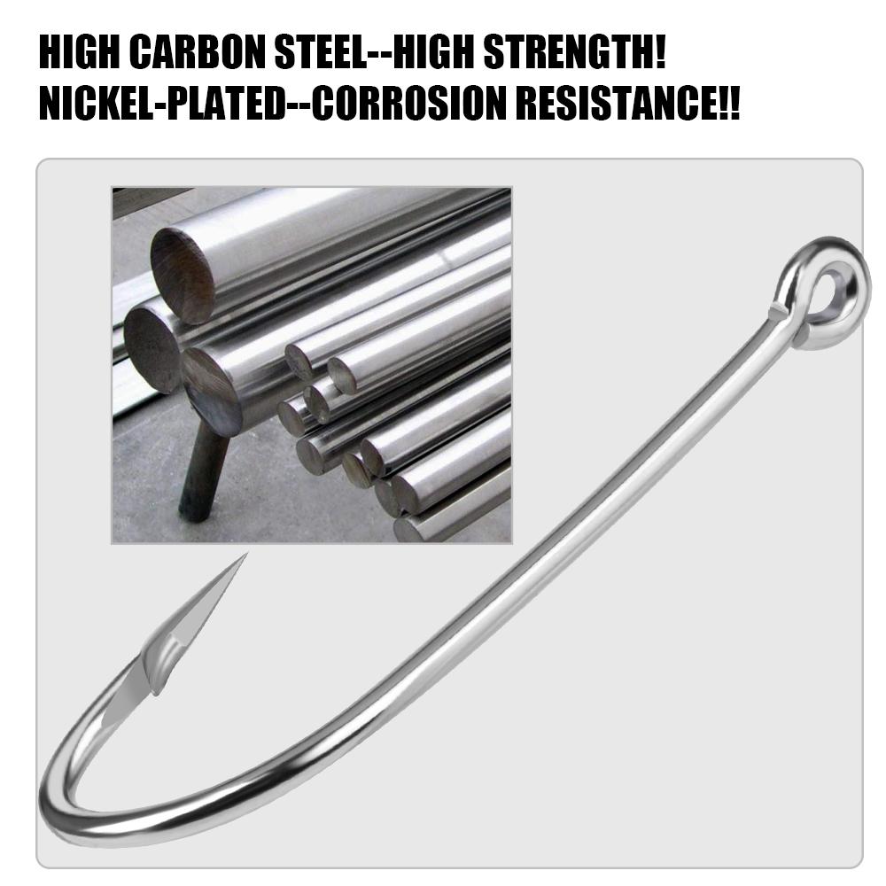 FTK High Carbon Steel Fishing Hooks 30-100Pcs Fishing Hooks Strong Sharp Needle Point Barbs Ringed Eye Fishing Octopus Hooks
