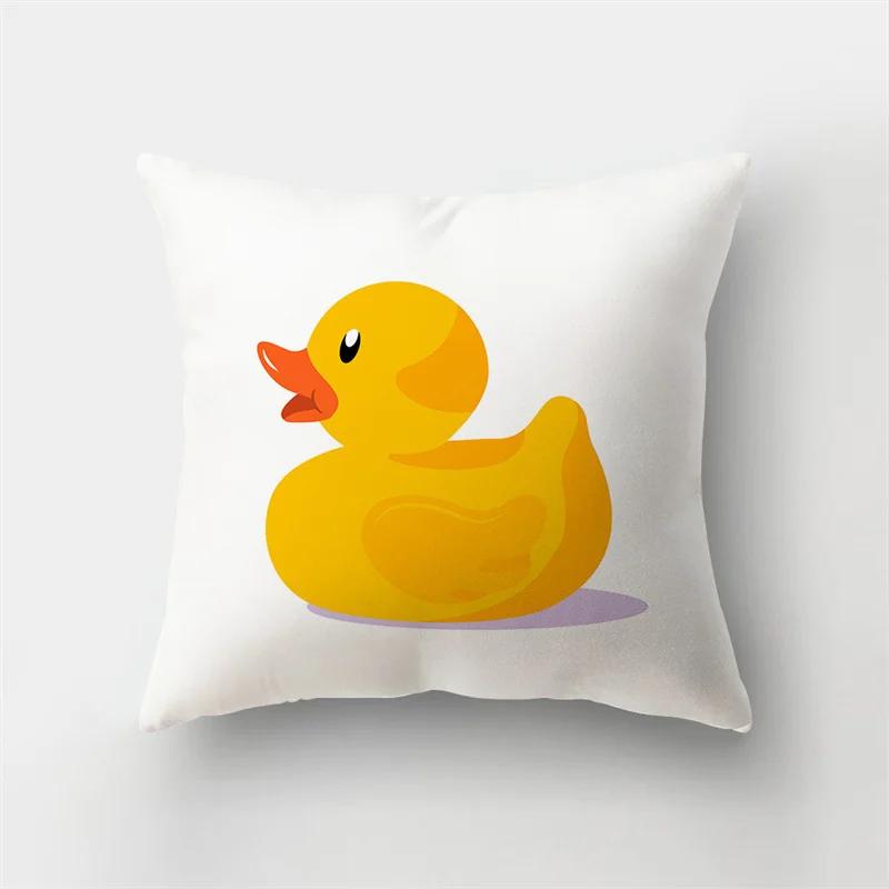 45x45cm Fashion Yellow Pillowcase Cartoon Sun Duck Animal Flower Plant Cushion Cover Sofa   Home Decoration