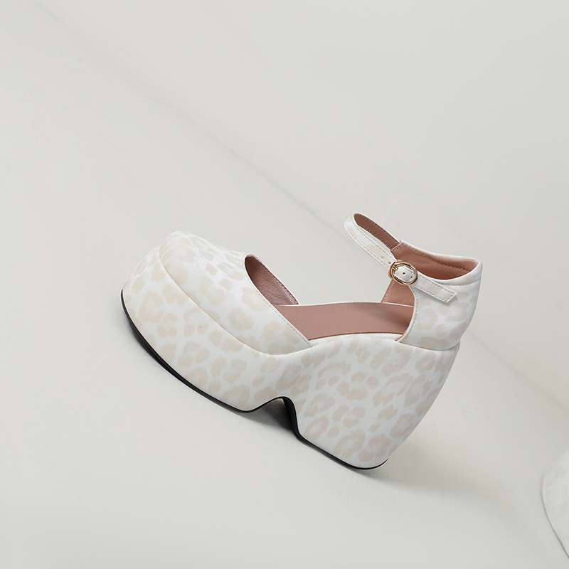 Krazing Pot Polyurethane Spring Autumn Size 43 Women Platform Super High Heels Women Round Toe Waterproof Prints Leather Pumps