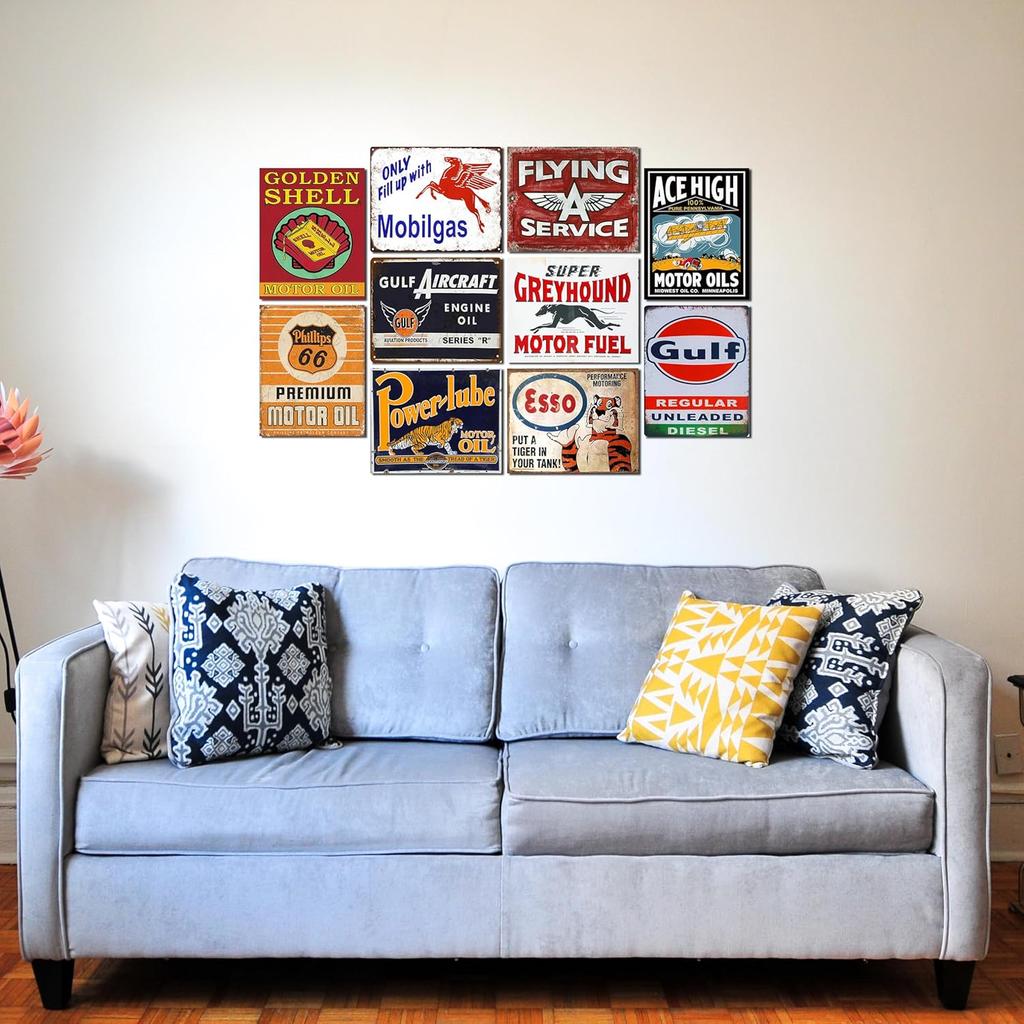 10Pcs Vintage Garage Signs For Men Wall Decorations Old Car Shop Posters Oil And Gas Station Sign Man Cave Decor,Posters For Room Aesthetic,Retro