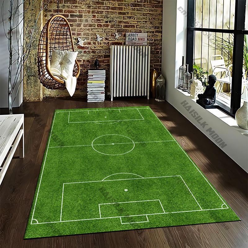 Artificial Grass Football Field Rug Suitable for use as an anti-slip game mat for living room and bedroom sofas