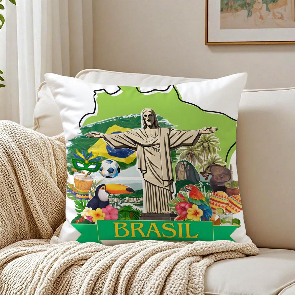 

Fashion Casual Minimal BBrazil icon Cushion Cover Linen Pillowcase Soft for Sofa Bed Home Room Decor 30x30cm