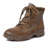 Short Boots Women  New Genuine Leather Womens Boot Winter Midsole Frosted Leather Canvas Shoes Casual Short Boots Platform