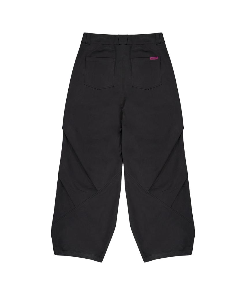 Uallong Side Drape Wide Pants - Black