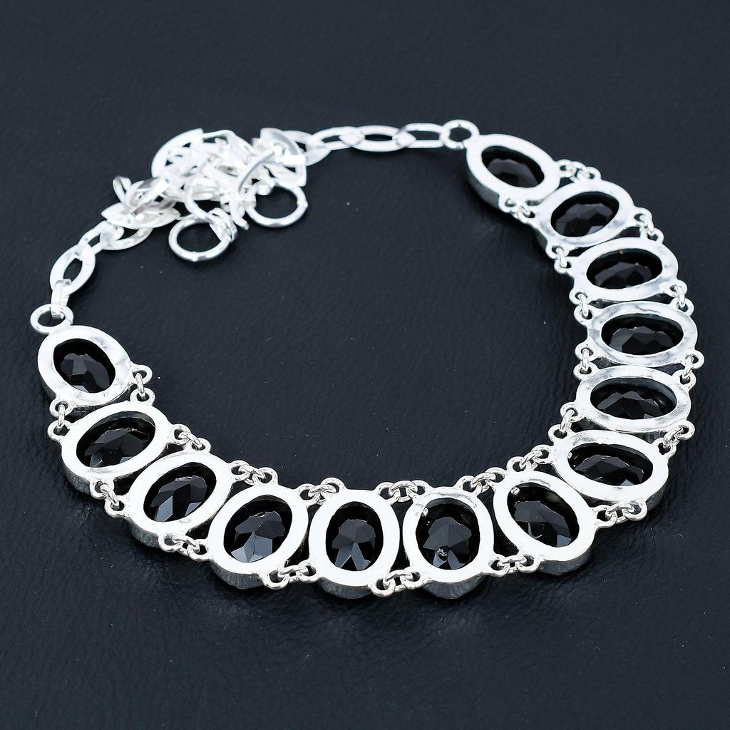 Czarny naszyjnik ze spinelem Naszyjnik ze srebra próby 925 Naszyjnik ze spinelem z kamieniem szlachetnym Ręcznie robiona biżuteria ze srebra ze spinelem dla niej Naszyjnik ze spinelem na prezenty