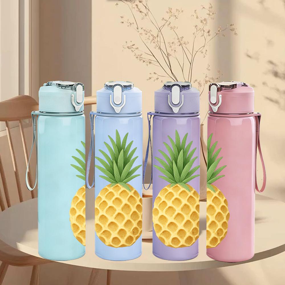 1 PZ Ananas Giallo Frutta Grafica 750ml Colore Plastica Sportiva Borraccia Anti-perdita Tappo a Beccuccio Ribaltabile Per Sport Ufficio Uso Domestico
