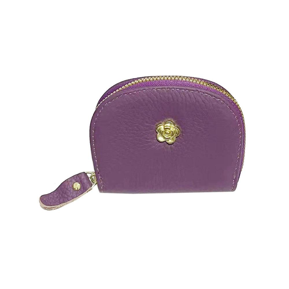 Leather Bag Accordion Card Bag Cowhide Wallet Camellia Leather Handbag Card Bag Change Bag Multi-Color