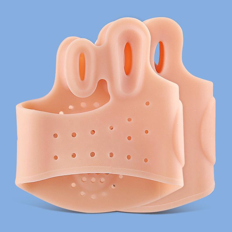 

Dual-Hole Bunion Toe Separator with Padded Shock-Absorbing Arch and Forefoot Sleeve One Size бежевий