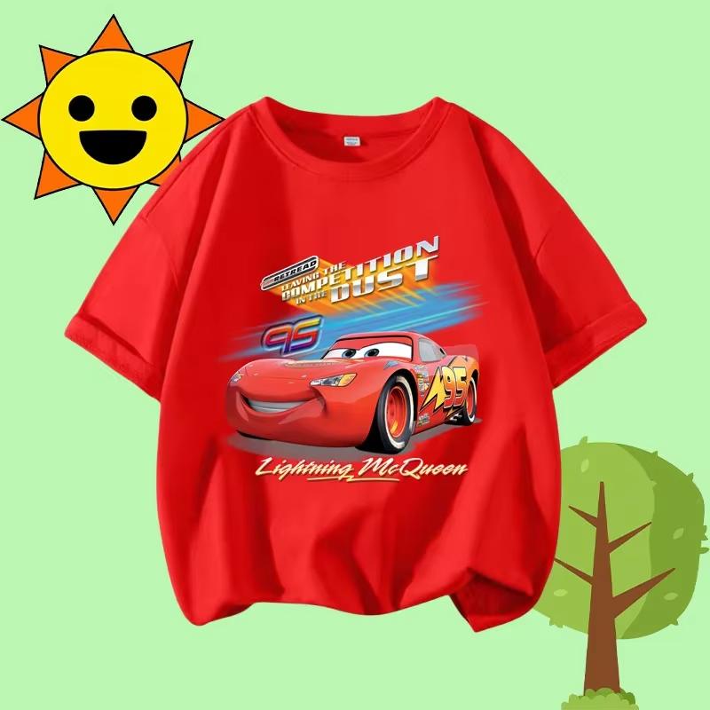 

Cartoon Print Racing Car Adventure Childrens Crewneck ShortSleeved Boys Girls Casual Top Unisex and Women Summer TShirt 4XL