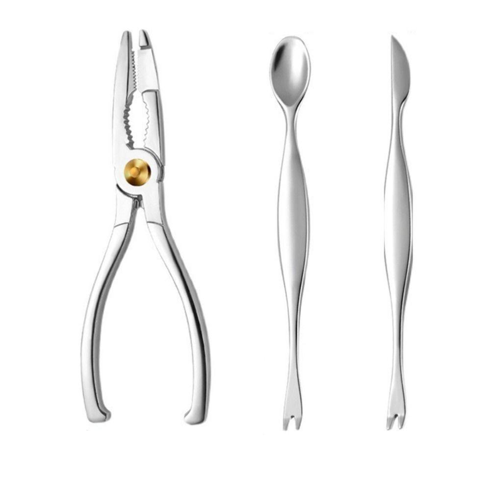 3pcs Zinc Zinc Zinc Alloy Crab Stripping Forceps High Hardness Crab Picks Spoons Set  Restaurant