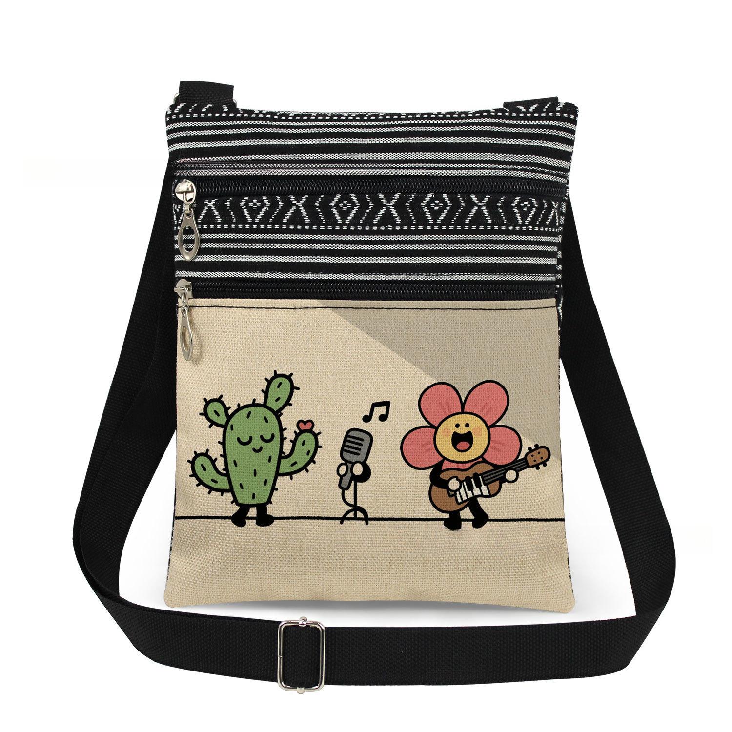 1PC Cactus Print Tote Bags Women Shoulder Handbags Postman Package 6913 CLE
