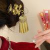 Vintage Gold Tassel Hair Clip Elegant Ethnic Style Hairpin Side Clip Headdress Chinese Style Hair Accessories