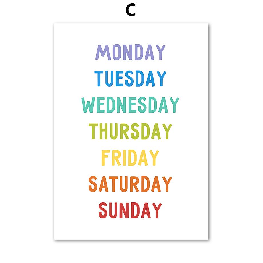 Time Season Period Weather Nordic Posters and Prints Canvas Painting Wall Art Pictures for Kindergarten Nursery Room Decor