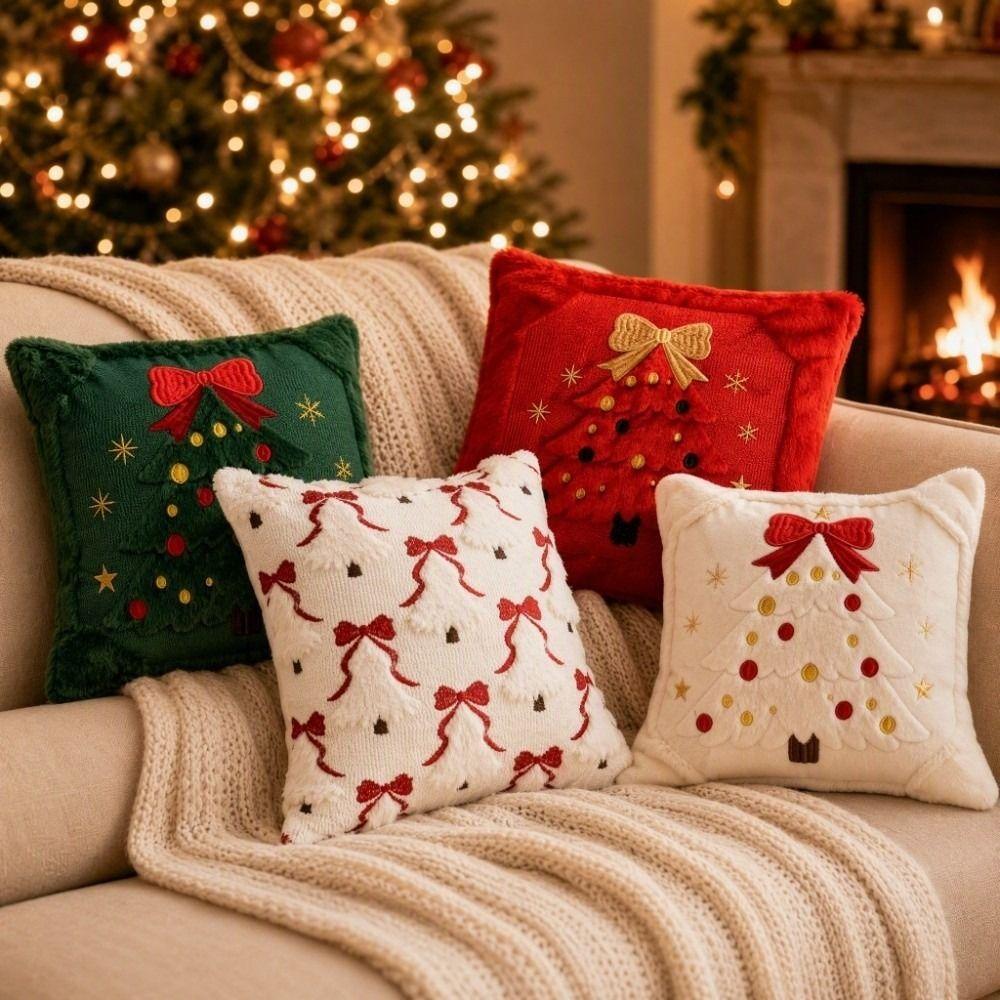 Santa Claus Christmas Pillow Cover Soft Santa Pillow Cover Throw Cushion Case Farmhouse Couch