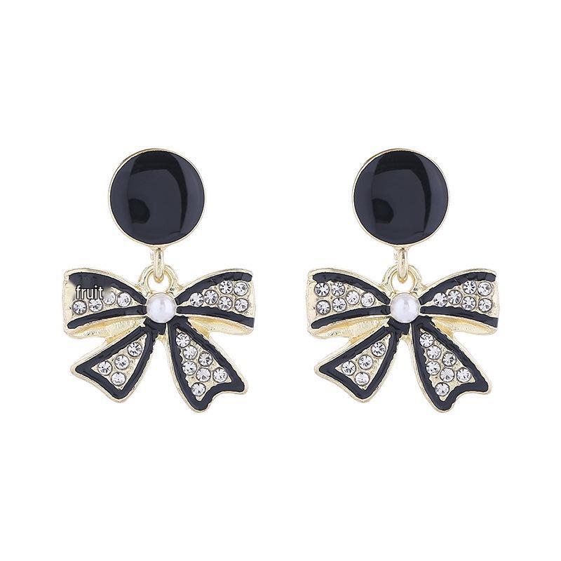 Elegant Faux Diamond Bow Earrings - Trendy, Unique, and Versatile Design