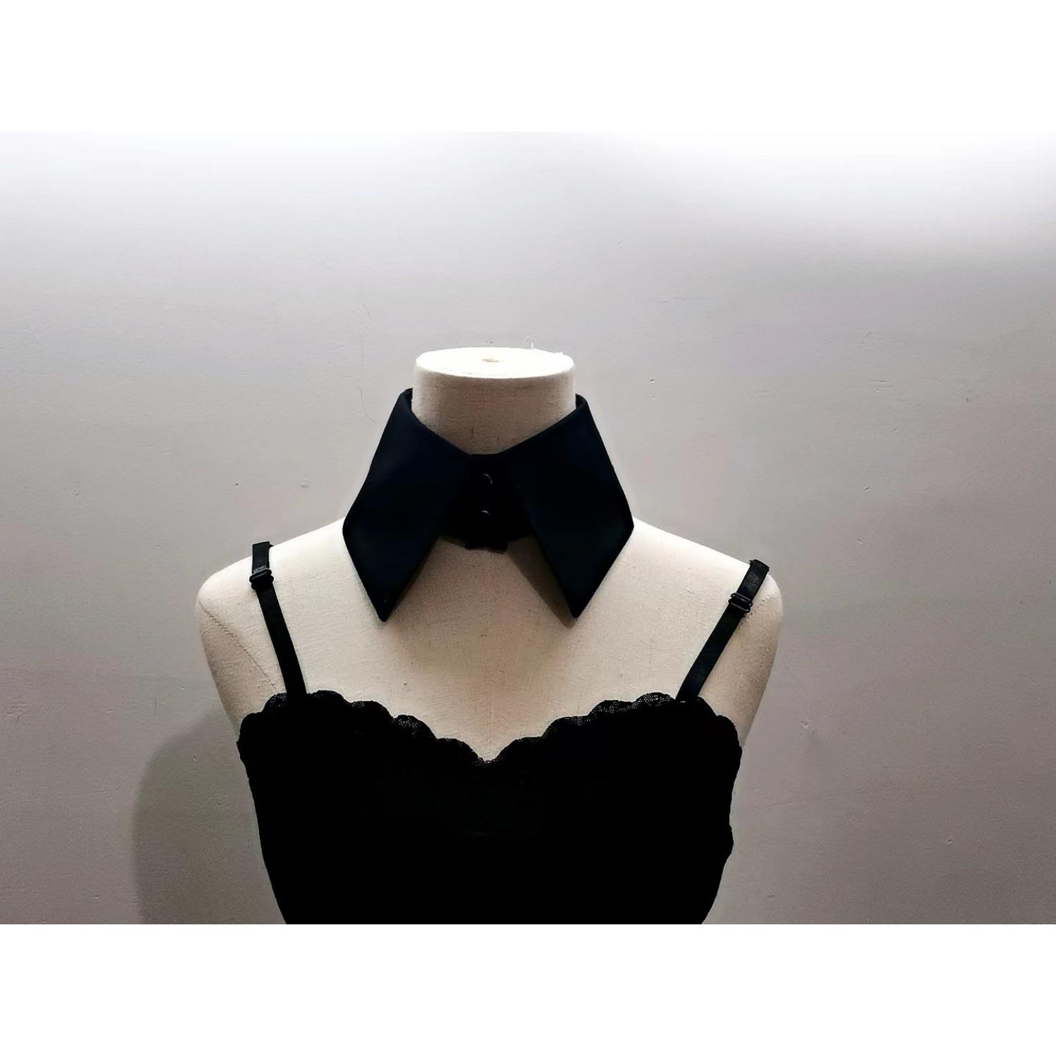 

Поддельный воротник, женская летняя простая и универсальная отдельная рубашка с острым воротником, воротник рубашки с одним словом, поддельный воротник, аксессуары чёрный