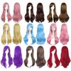 Long Curly Cosplay Wig for Women - 70cm, Gold/Pink/Blue, Realistic Full Wig with Headband