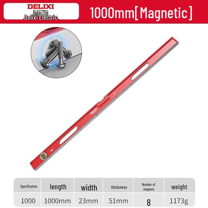 Delixi High Precision Aluminum Spirit Level with Magnet, Small Digital Display Magnetic Ruler