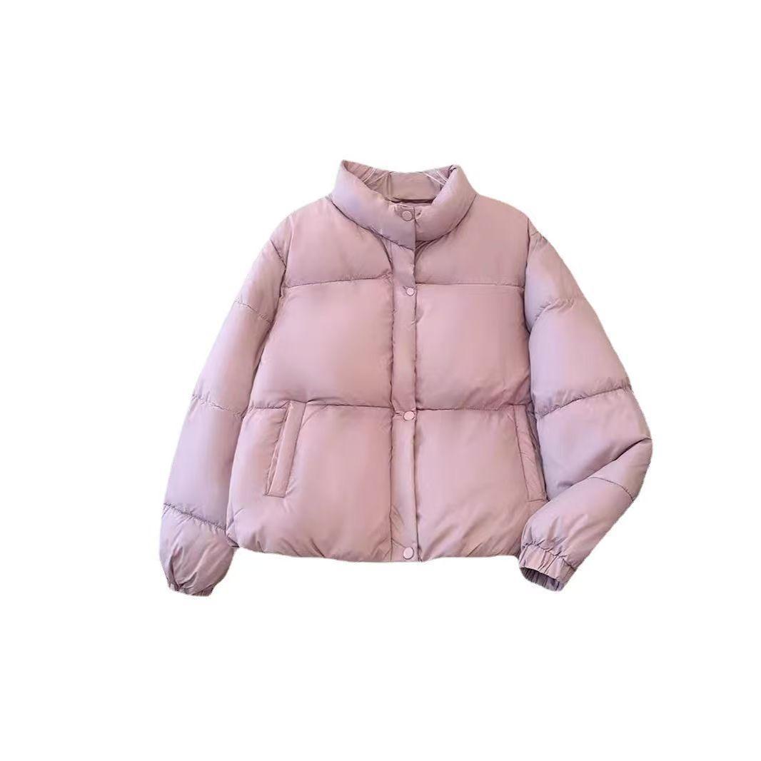 

Пуховик женский короткий 2025 свободный воротник-стойка маленький модный утолщенный пуховик-булочка XL фиолетовый