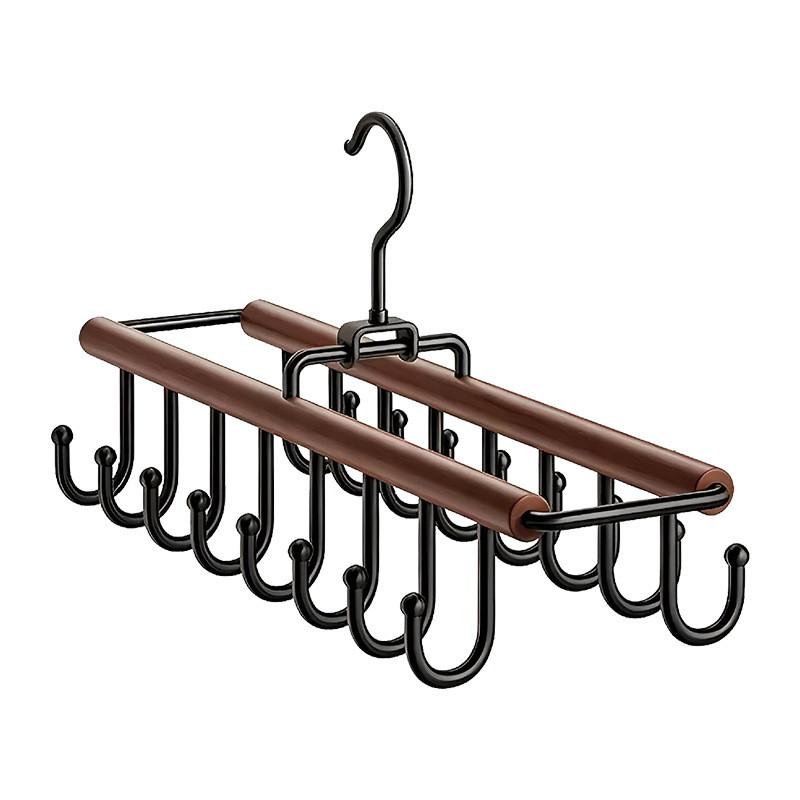 Modern Minimalist Iron Double Row Coat Hooks With Rotatable Design For Wardrobe Storage