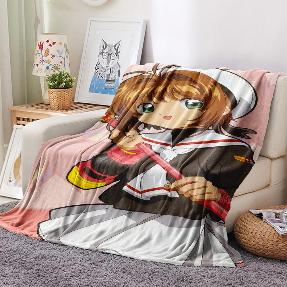 1PC Cardcaptor Sakura Print Flannel Blanket, High Quality All Seasons, Home Decor, Warmth and Comfort, Perfect for Christmas Gifts