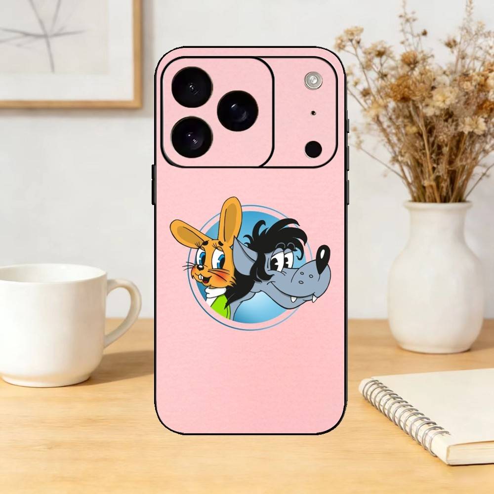 

Russia Cartoon Nu, pogodi Phone Case For iPhone 17,16,15,14,13,12,11 Plus,Pro,Max,Mini Silicone black Soft Cover iPhone15plus
