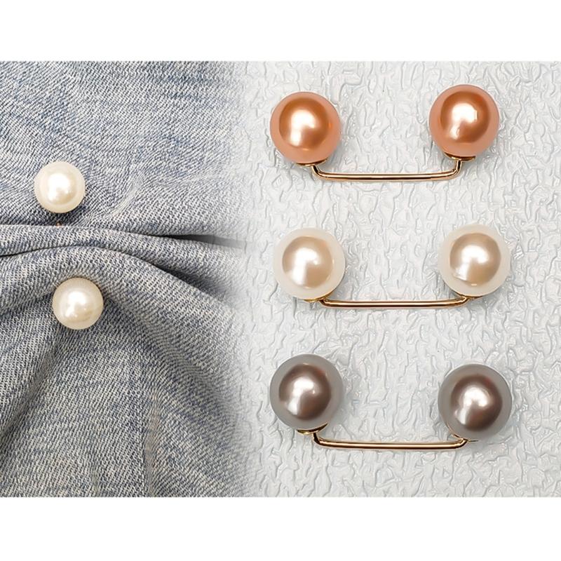10pack Stylish Double Pearls Fasteners Professional Attires Decorative Clip for Everyday Fashionable Needs
