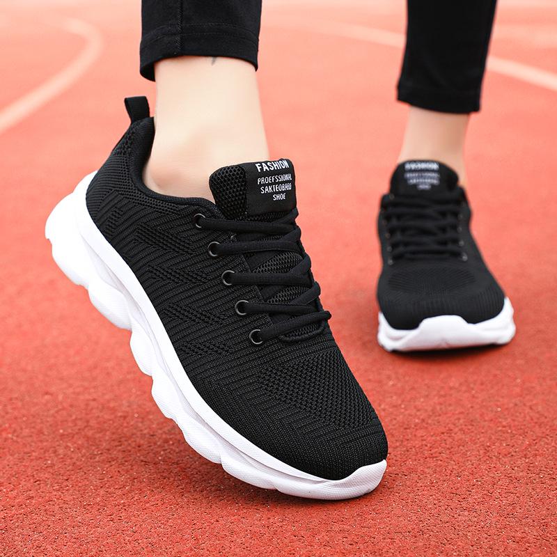 Women's Black Non-Slip Lightweight Running Shoes – Breathable, Casual, Comfortable for Travel and Work