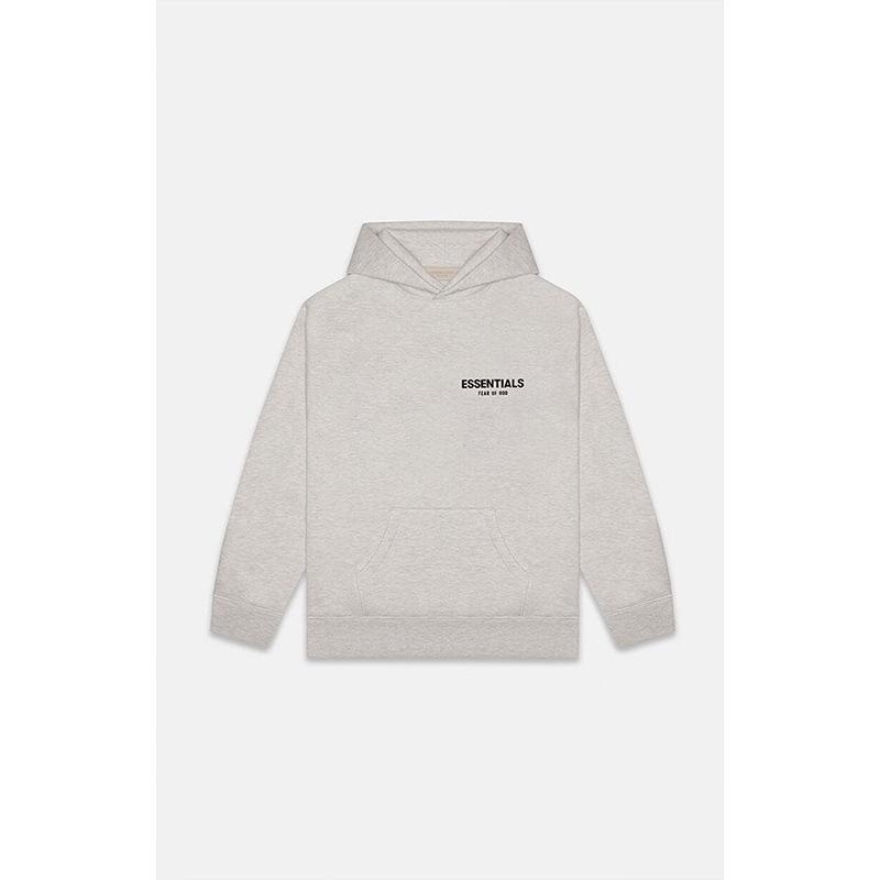 FOG Essentials 2022SS Schwarzer Kapuzenpullover mit Schriftzug-Flockdesign