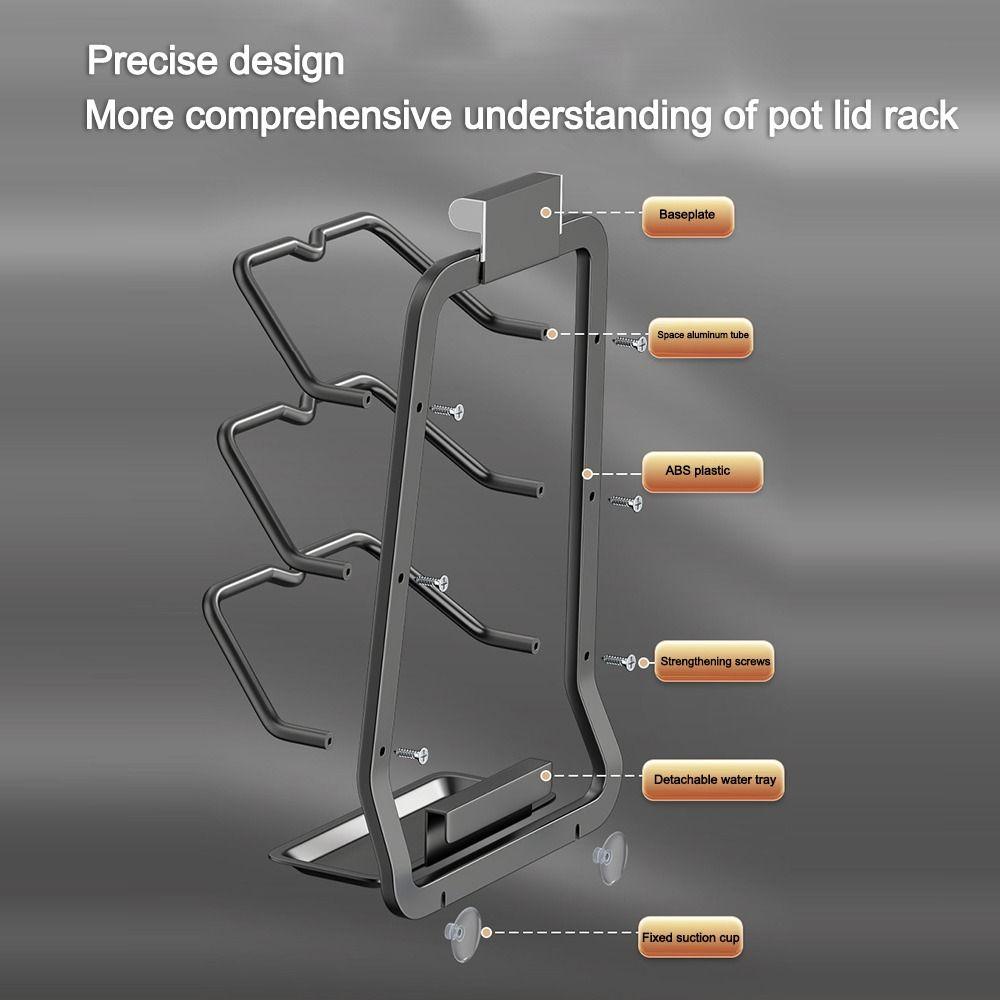 New Multi-Layer Pot Lid Holder Wall Hanging Punch-Free Pot Cover Rack Multifunctional Cutting Board Shelf for Kitchen