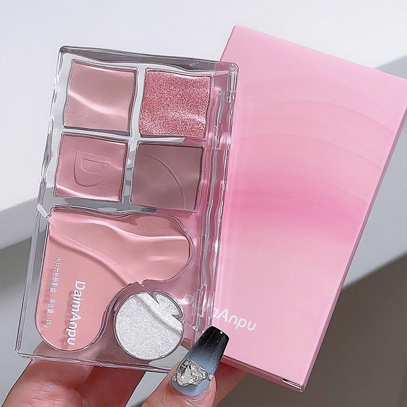 Six Colour Eyeshadow Palette Blush Highlight Highlighter Pearl Matte Fine Shimmer Eyeshadow Affordable Makeup