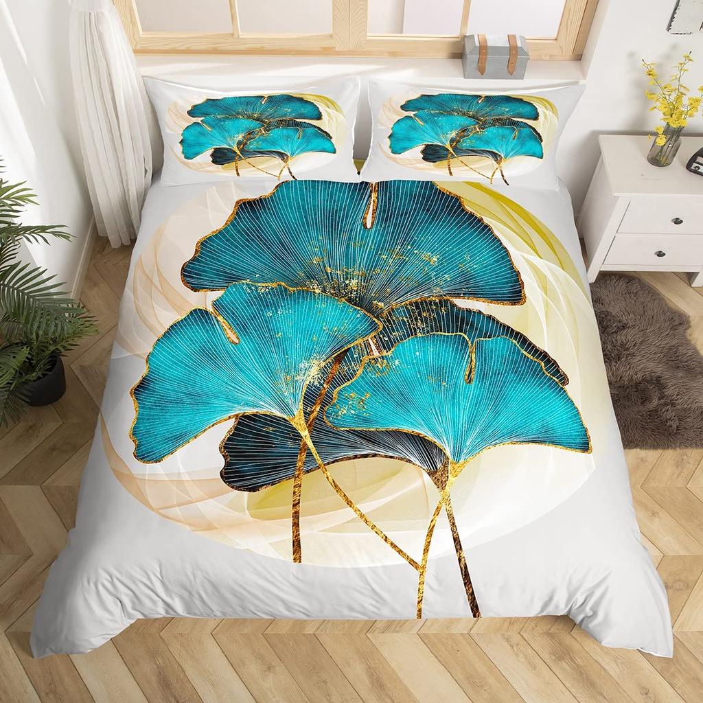 Povlak na přikrývku Ginkgo List Queen Přírodní Botanická Ložní souprava Rostliny Rustikální Farmářský Povlak na přikrývku Abstraktní Listy Povlak na peřinu
