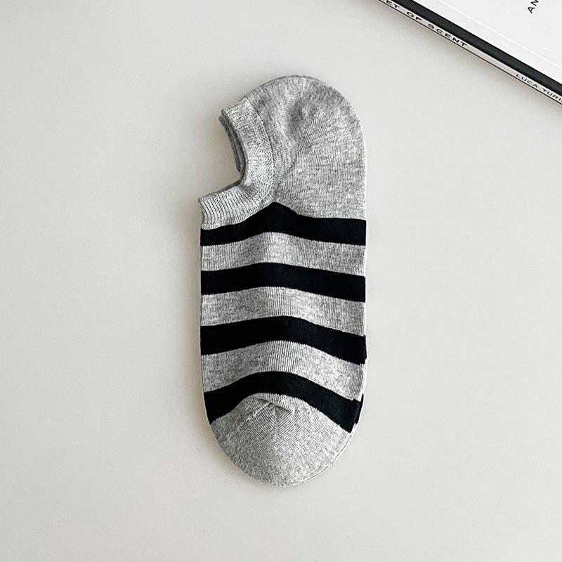 Men's Spring and Summer Thin New Stripe Sports Leisure Breathable Low Top Socks