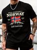 Vintage Norwegen Flagge & Berg Druck 100% Baumwolle Heißer Verkauf Unisex Shirt 2026 Sommer Neue Mode Oversized Rundhals Herren Cartoon T-Shirt