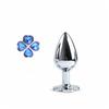 Blue Flower Stainless Steel Metal Anal Crystal Butt Plug  Set  Non Vibrating Butt Plugs