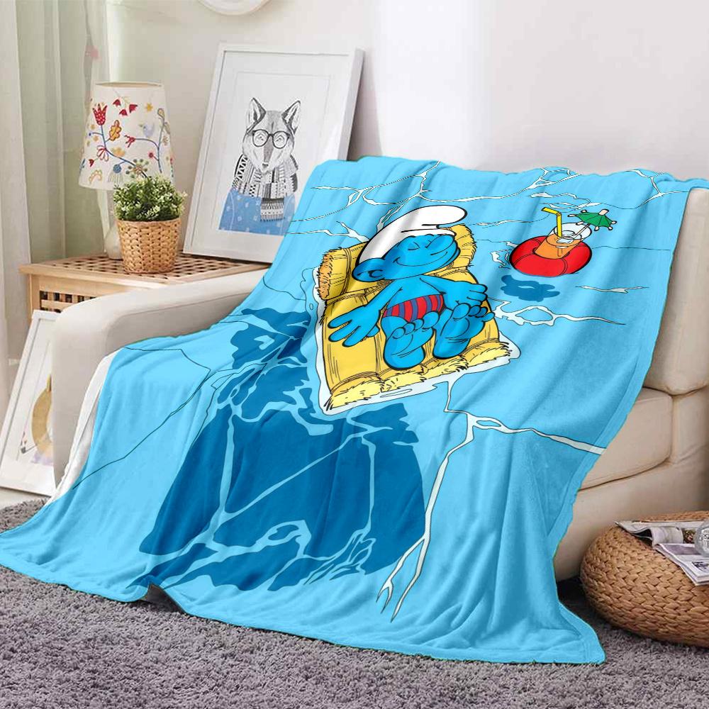 The Smurfs Flannel Blanket, High quality Comfortable for All Seasons, Home Decor, Warmth and Comfort
