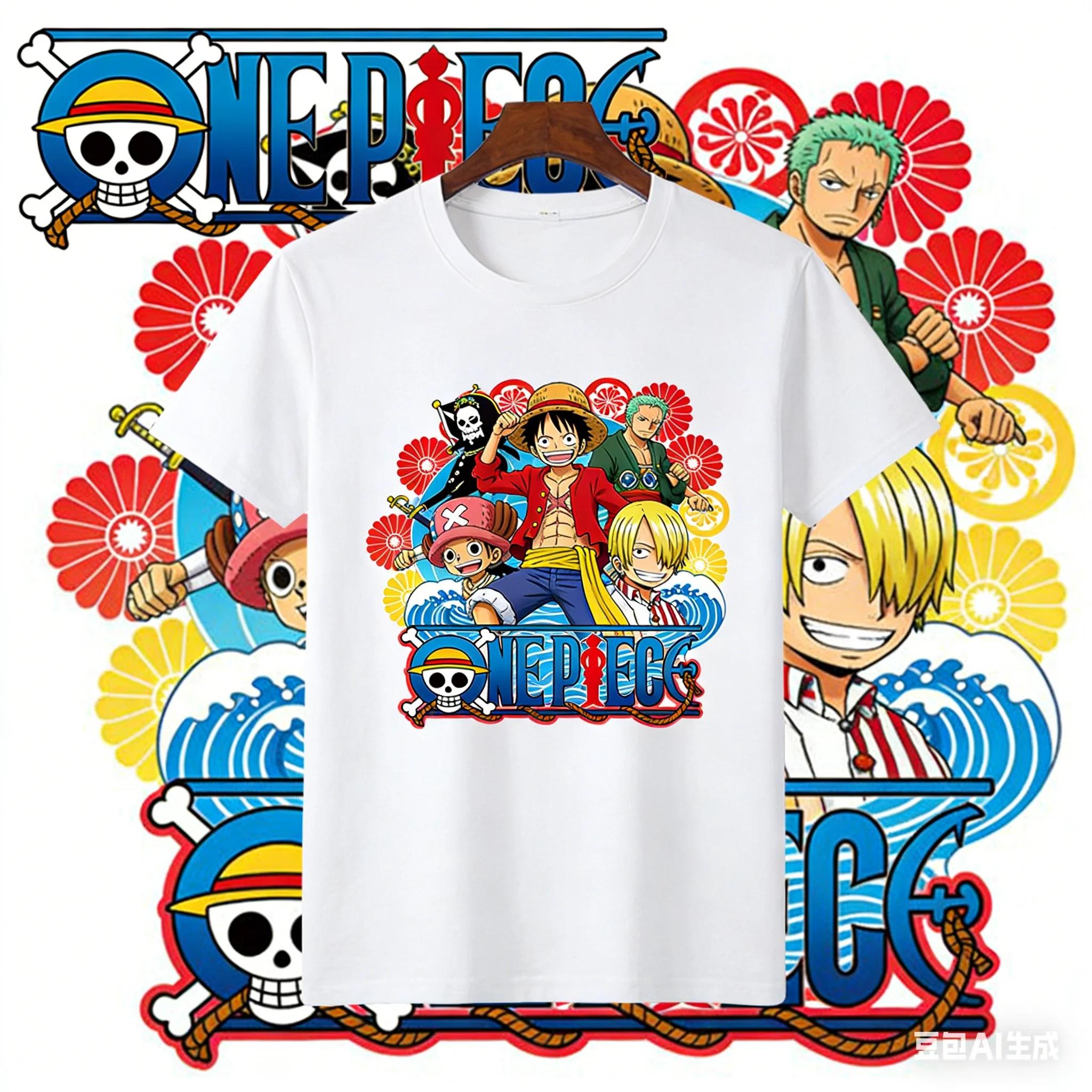 One Piece Straw Hat Crew Streetwear Collaboration Printed TShirt Summer Casual Short Sleeve 100